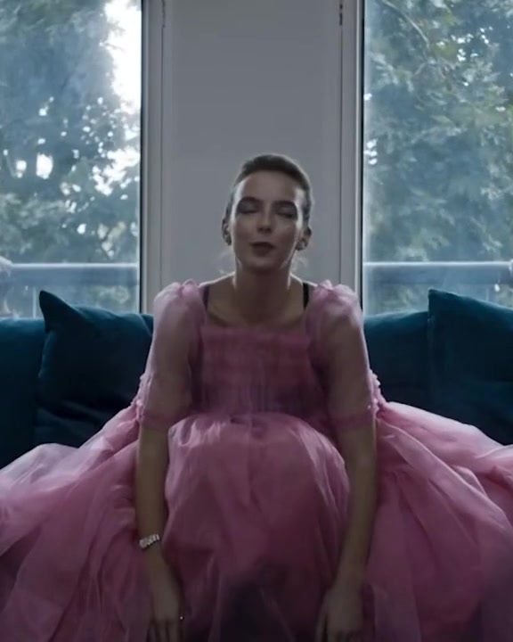 Villanelle in a pink tiered tulle dress by Molly Goddard, Killing Eve